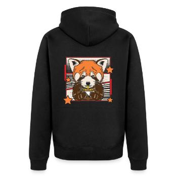 Red Panda Ramen Esser Zookeeper Wildlife Tier - Unisex Premium Bio Zip Hoodie - Schwarz - Hinten - Nico (187cm)