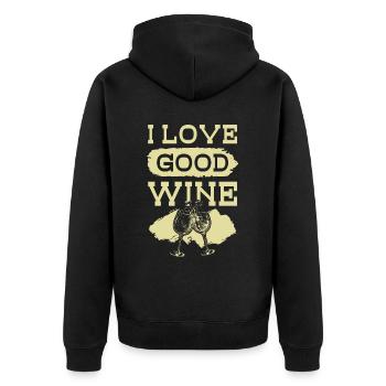 i love wine - Unisex Premium Bio Zip Hoodie - Schwarz - Hinten - Nico (187cm)