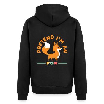 Pretend Im An Fox Fuchs Tier Rotfuchs - Unisex Premium Bio Zip Hoodie - Schwarz - Hinten - Nico (187cm)