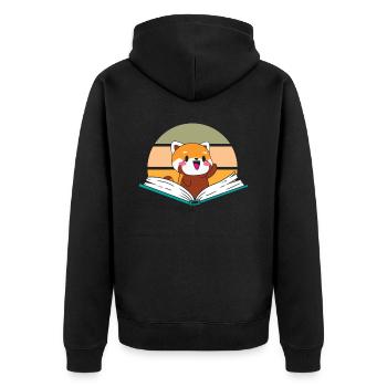 Roter Panda Bär Flüsterer Wildlife Tier Bücherwurm - Unisex Premium Bio Zip Hoodie - Schwarz - Hinten - Nico (187cm)