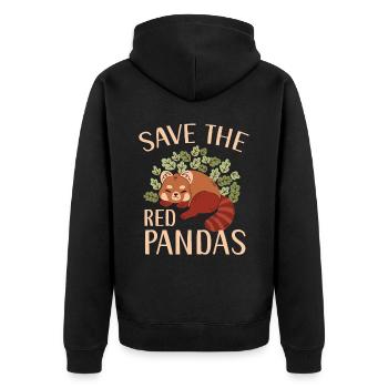 Rette das Red Pandas Bear Whisperer Wildlife Tier - Unisex Premium Bio Zip Hoodie - Schwarz - Hinten - Nico (187cm)
