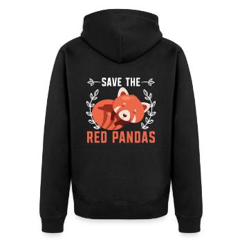 Rette das Red Pandas Bear Whisperer Wildlife Tier - Unisex Premium Bio Zip Hoodie - Schwarz - Hinten - Nico (187cm)