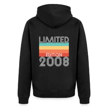 Limited Edition Retro 2008 - Unisex Premium Organic Zip Hoodie - black - Back - Nico (187cm)