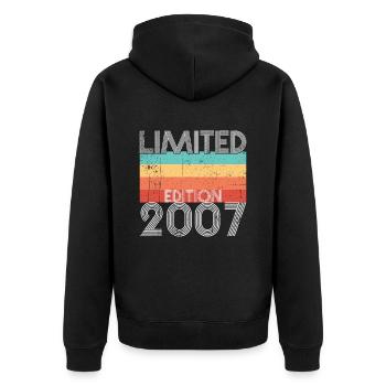 Limited Edition Retro 2007 - Unisex Premium Bio Zip Hoodie - Schwarz - Hinten - Nico (187cm)