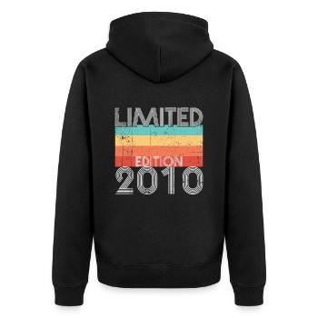 Limited Edition Retro 2010 - Unisex Premium Organic Zip Hoodie - black - Back - Nico (187cm)