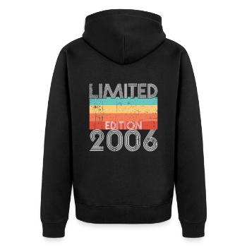 Limited Edition Retro 2006 - Unisex Premium Organic Zip Hoodie - black - Back - Nico (187cm)