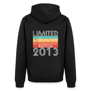 Limited Edition Retro 2013 - Unisex Premium Bio Zip Hoodie - Schwarz - Hinten - Nico (187cm)