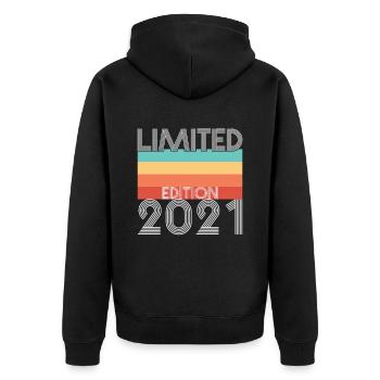 Limited Edition Retro 2021 - Unisex Premium Bio Zip Hoodie - Schwarz - Hinten - Nico (187cm)