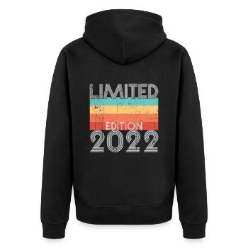 Limited Edition Retro 2022 - Unisex Premium Bio Zip Hoodie - Schwarz - Hinten - Nico (187cm)