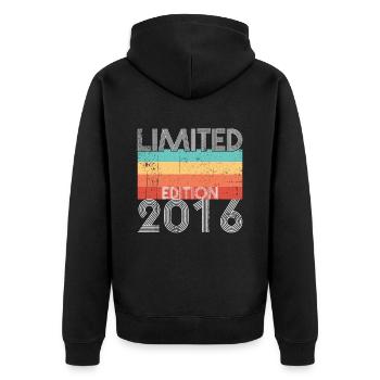 Limited Edition Retro 2016 - Unisex Premium Organic Zip Hoodie - black - Back - Nico (187cm)