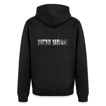 New York - Unisex Premium Organic Zip Hoodie - black - Back - Nico (187cm)
