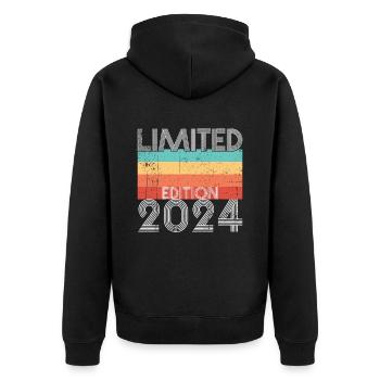 Limited Edition Retro 2024 - Unisex Premium Organic Zip Hoodie - black - Back - Nico (187cm)