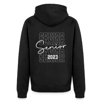 Pensioners 2023 - Unisex Premium Organic Zip Hoodie - black - Back - Nico (187cm)
