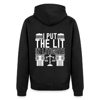 Law Student Judge Public Prosecutor - Unisex Premium Organic Zip Hoodie - black - Back - Nico (187cm)