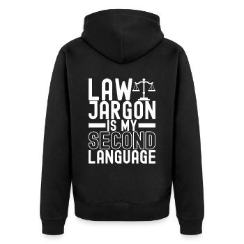 Jura Student Richter Staatsanwalt - Unisex Premium Bio Zip Hoodie - Schwarz - Hinten - Nico (187cm)