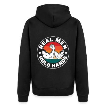 Real Men Hold Hands Funny Arm Wrestling For Arm Wr - Unisex Premium Bio Zip Hoodie - Schwarz - Hinten - Nico (187cm)