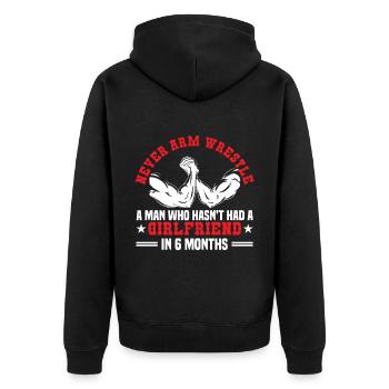 Funny Never Arm Wrestle Un homme pour Bras de fer - Veste à capuche bio Premium Unisexe - noir - Dos - Nico (187cm)