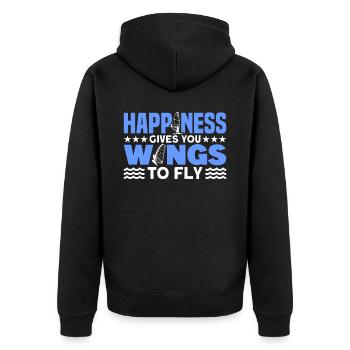 Wind Surfing Happiness Gives You Wings To Fly For - Unisex Premium Organic Zip Hoodie - black - Back - Nico (187cm)