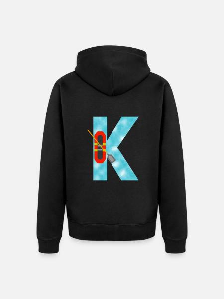 Kanu Kajak Boot Illustration - Unisex Premium Bio Zip Hoodie - Schwarz