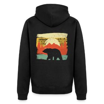 Bear Bear Hunting Retro Vintage Huntsman - Unisex Premium Organic Zip Hoodie - black - Back - Nico (187cm)