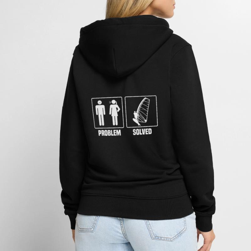 WInd Surfing Problem Solved For Wind Surfing Enthu Unisex Premium Bio Zip Hoodie