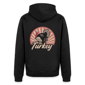 Truthahn - Unisex Premium Bio Zip Hoodie - Schwarz - Hinten - Nico (187cm)
