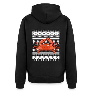 Ugly Christmas Sweater Tshirt Weihnachten Krabben - Unisex Premium Bio Zip Hoodie - Schwarz - Hinten - Nico (187cm)
