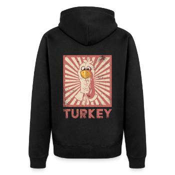 Turkey - Unisex Premium Organic Zip Hoodie - black - Back - Nico (187cm)