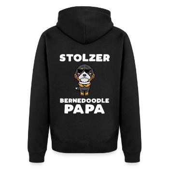 Bernedoodle Papa Hund Mit Sonnenbrille - Unisex Premium Bio Zip Hoodie - Schwarz - Hinten - Nico (187cm)