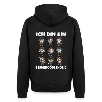 Bernedoodle Hund Bernedoodleholic - Unisex Premium Bio Zip Hoodie - Schwarz - Hinten - Nico (187cm)