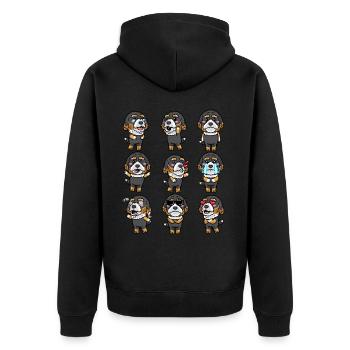 Bernedoodle Dog Emoticon Kawaii Aesthetics - Unisex Premium Organic Zip Hoodie - black - Back - Nico (187cm)