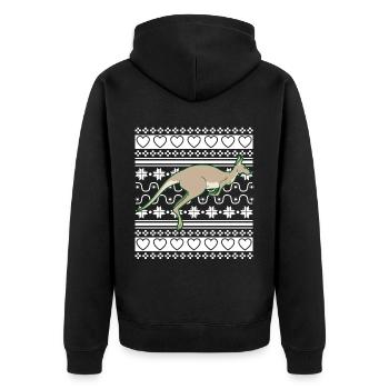 Ugly Christmas Sweater Christmas Kangaroo - Unisex Premium Organic Zip Hoodie - black - Back - Nico (187cm)