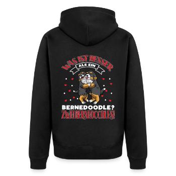 Bernedoodle Zwei Bernedoodles - Unisex Premium Bio Zip Hoodie - Schwarz - Hinten - Nico (187cm)