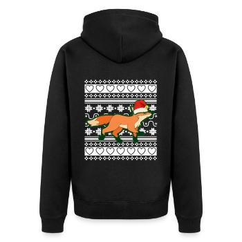 Ugly Christmas Sweater Christmas Fox - Unisex Premium Organic Zip Hoodie - black - Back - Nico (187cm)