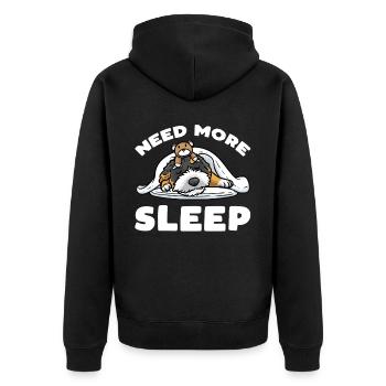 Bernedoodle dog sleeping with cuddly toy - Unisex Premium Organic Zip Hoodie - black - Back - Nico (187cm)
