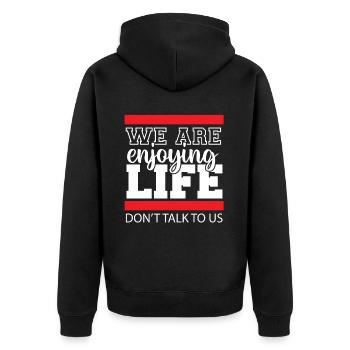 Wochenende mit Freunden in Gruppe Party Trinken - Unisex Premium Bio Zip Hoodie - Schwarz - Hinten - Nico (187cm)