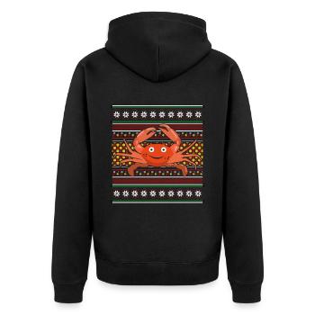 Ugly Christmas Sweater Tshirt Weihnachten Krabbe - Unisex Premium Bio Zip Hoodie - Schwarz - Hinten - Nico (187cm)