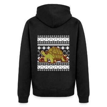 Pull de Noël moche Tortue de Noël - Veste à capuche bio Premium Unisexe - noir - Dos - Nico (187cm)
