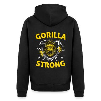 Gorilla Strong Ape Monkey Whisperer Zookeeper - Unisex Premium Organic Zip Hoodie - black - Back - Nico (187cm)