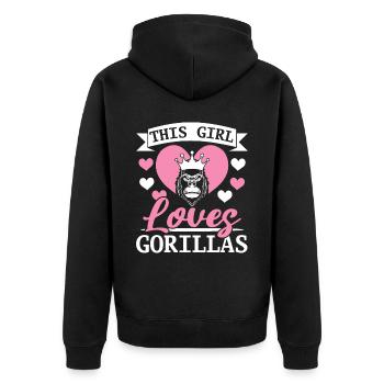 Cette fille aime les gorilles singes singes chuchoteurs - Veste à capuche bio Premium Unisexe - noir - Dos - Nico (187cm)