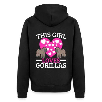 Cette fille aime les gorilles singes singes chuchoteurs - Veste à capuche bio Premium Unisexe - noir - Dos - Nico (187cm)