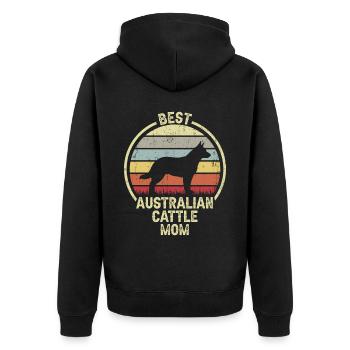 Hund Mom - Australische Vieh - Unisex Premium Bio Zip Hoodie - Schwarz - Hinten - Nico (187cm)
