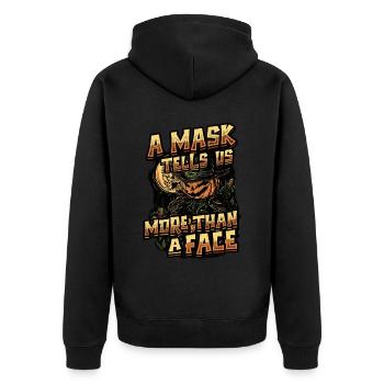 Creepy Halloween pumpkin - Unisex Premium Organic Zip Hoodie - black - Back - Nico (187cm)