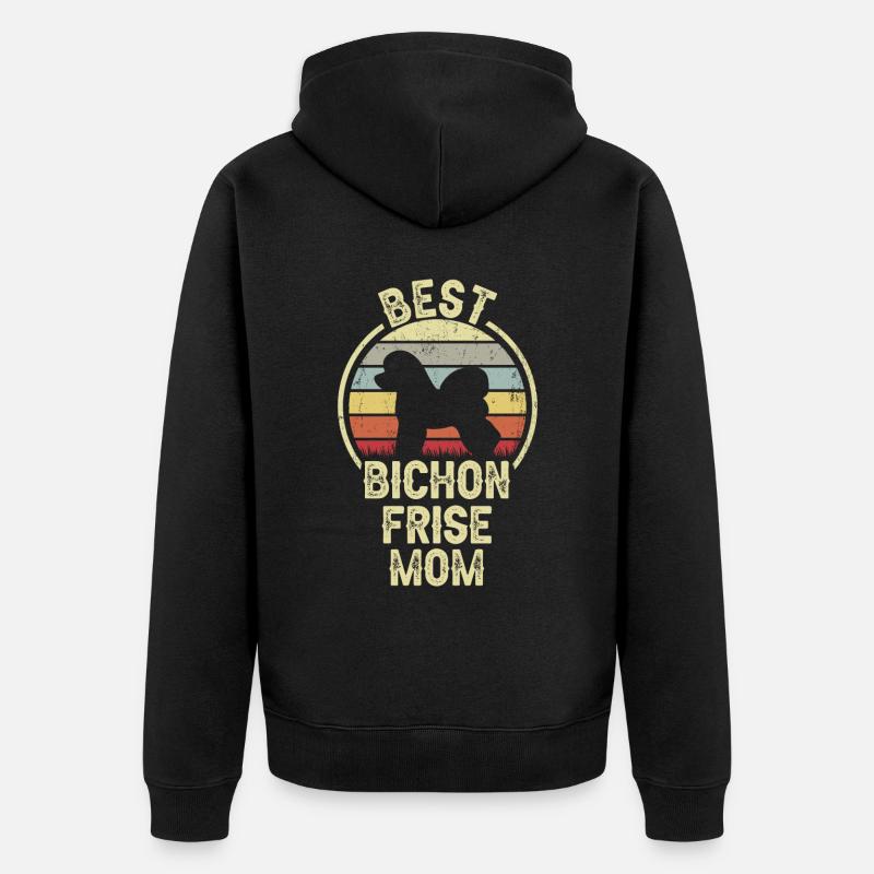 Maman chien - Bichon Frise - Veste à capuche bio Premium Unisexe - noir