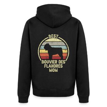 Maman chien - Bouvier des Flandres - Veste à capuche bio Premium Unisexe - noir - Dos - Nico (187cm)