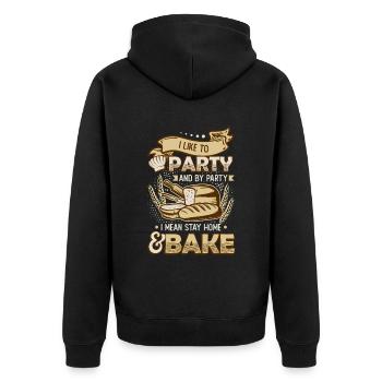 Zu Hause Bleiben Und Backen, Hobby-bäcker - Unisex Premium Bio Zip Hoodie - Schwarz - Hinten - Nico (187cm)