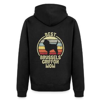 Maman chien - Bruxelles Griffon - Veste à capuche bio Premium Unisexe - noir - Dos - Nico (187cm)