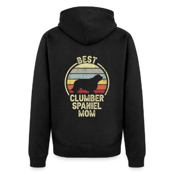 Dog Mom - Clumber Spaniel - Unisex Premium Organic Zip Hoodie - black - Back - Nico (187cm)