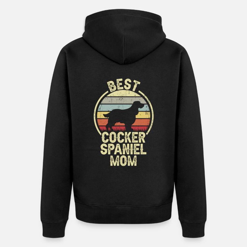 Hund Mom - Cocker Spaniel - Unisex Premium Bio Zip Hoodie - Schwarz