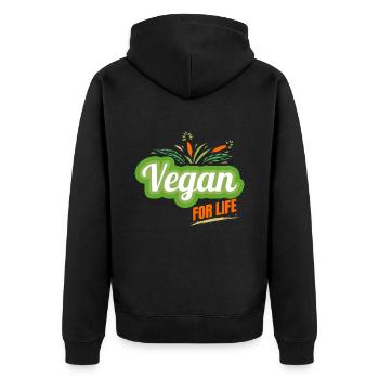 Green Vegan for Life Logo, Go Vegan - Unisex Premium Organic Zip Hoodie - black - Back - Nico (187cm)
